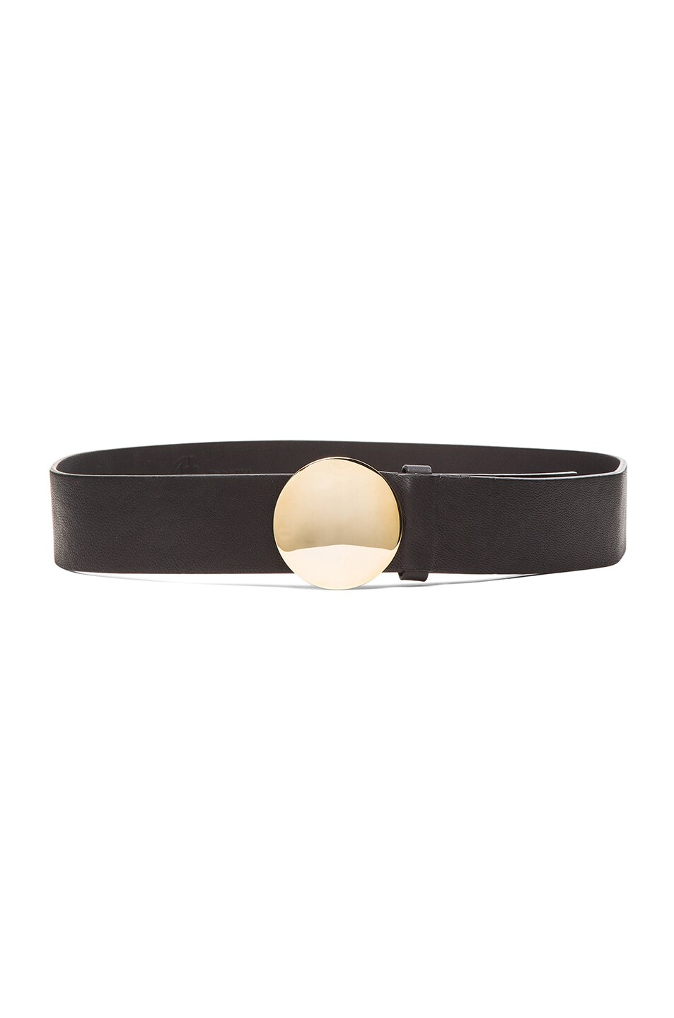 Image 1 of Adam Lippes Leather Belt with Gold Disc in Black