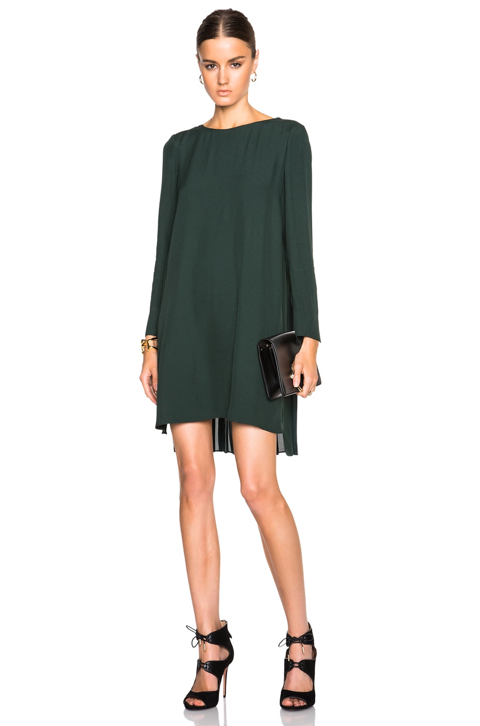 Image 1 of Adam Lippes Pleated Back Dress in Forest Green