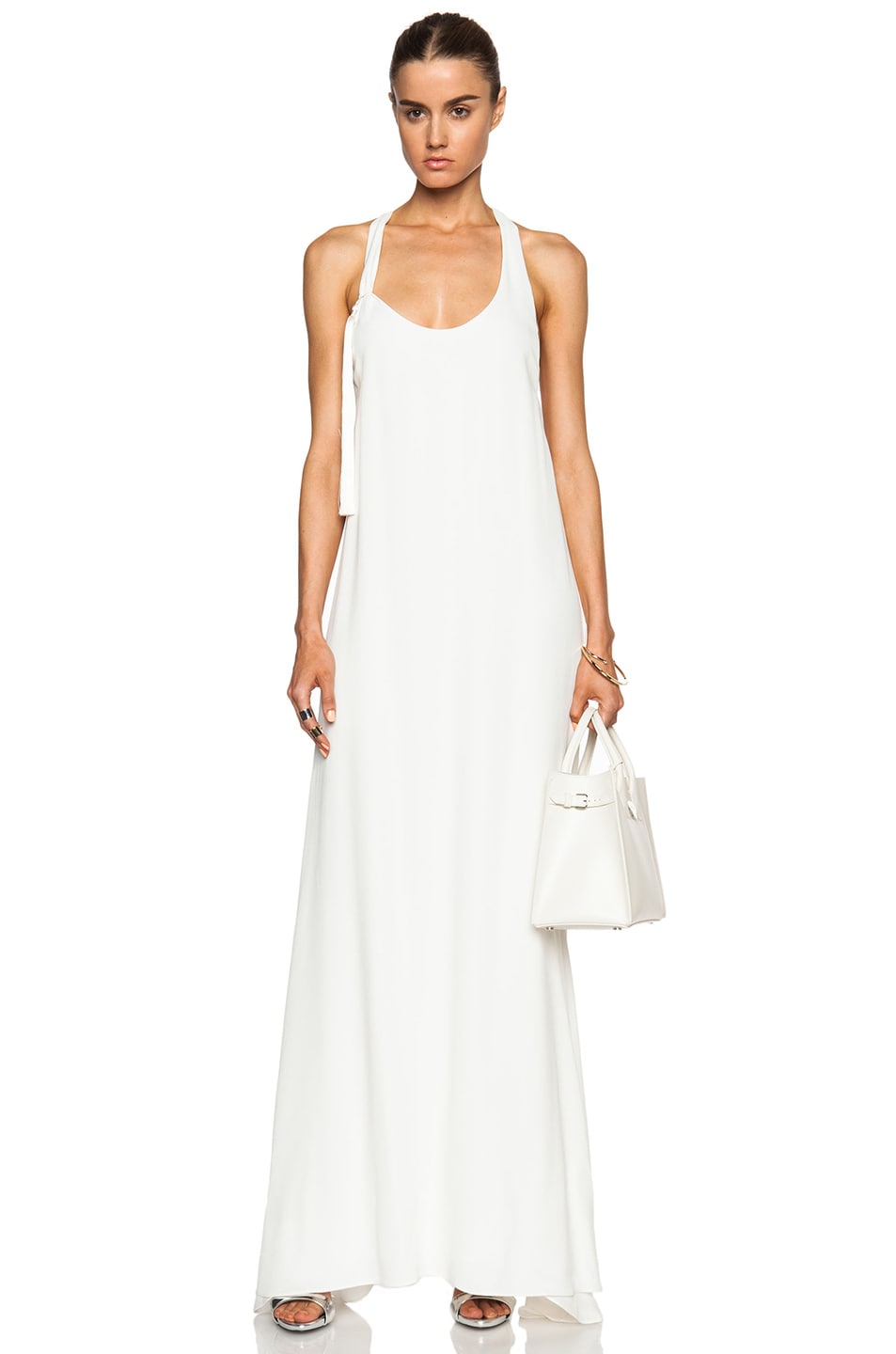 Image 1 of Adam Lippes Racerback Acetate-Blend Gown with Tassel Detail in Ivory