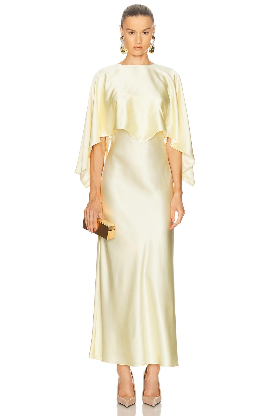 Image 1 of Adam Lippes Larys Dress With Detachable Capelet in Cream