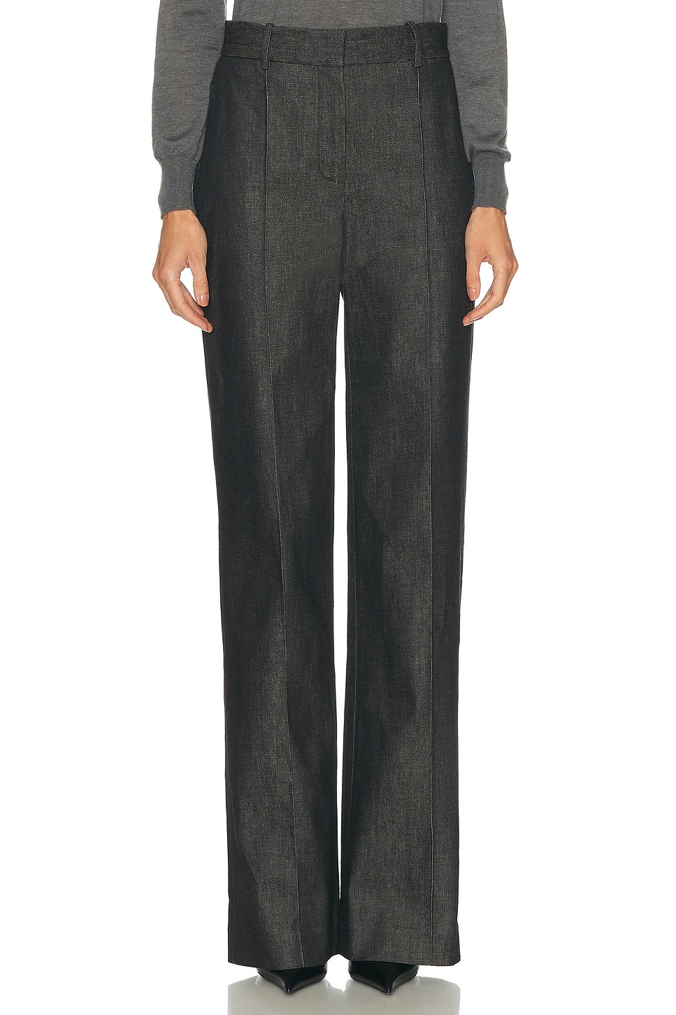 Image 1 of Adam Lippes Wyatt Wide Leg in Black Denim