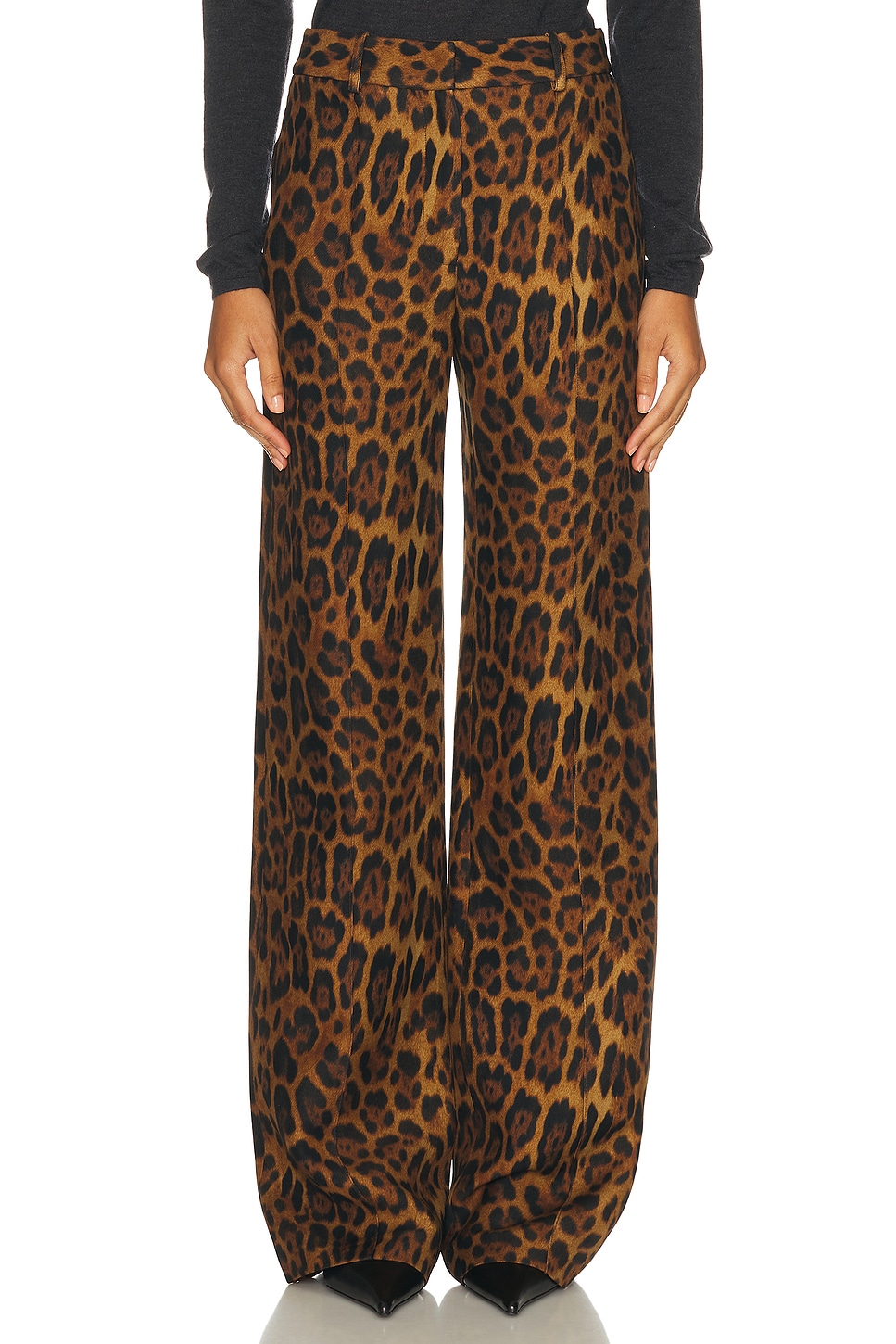 Image 1 of Adam Lippes Wyatt Pant in Natural Leopard