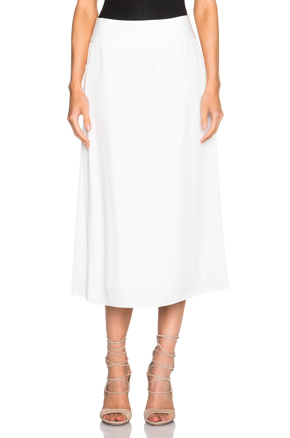 Image 1 of Adam Lippes Side Pleated Banded Skirt in Ivory