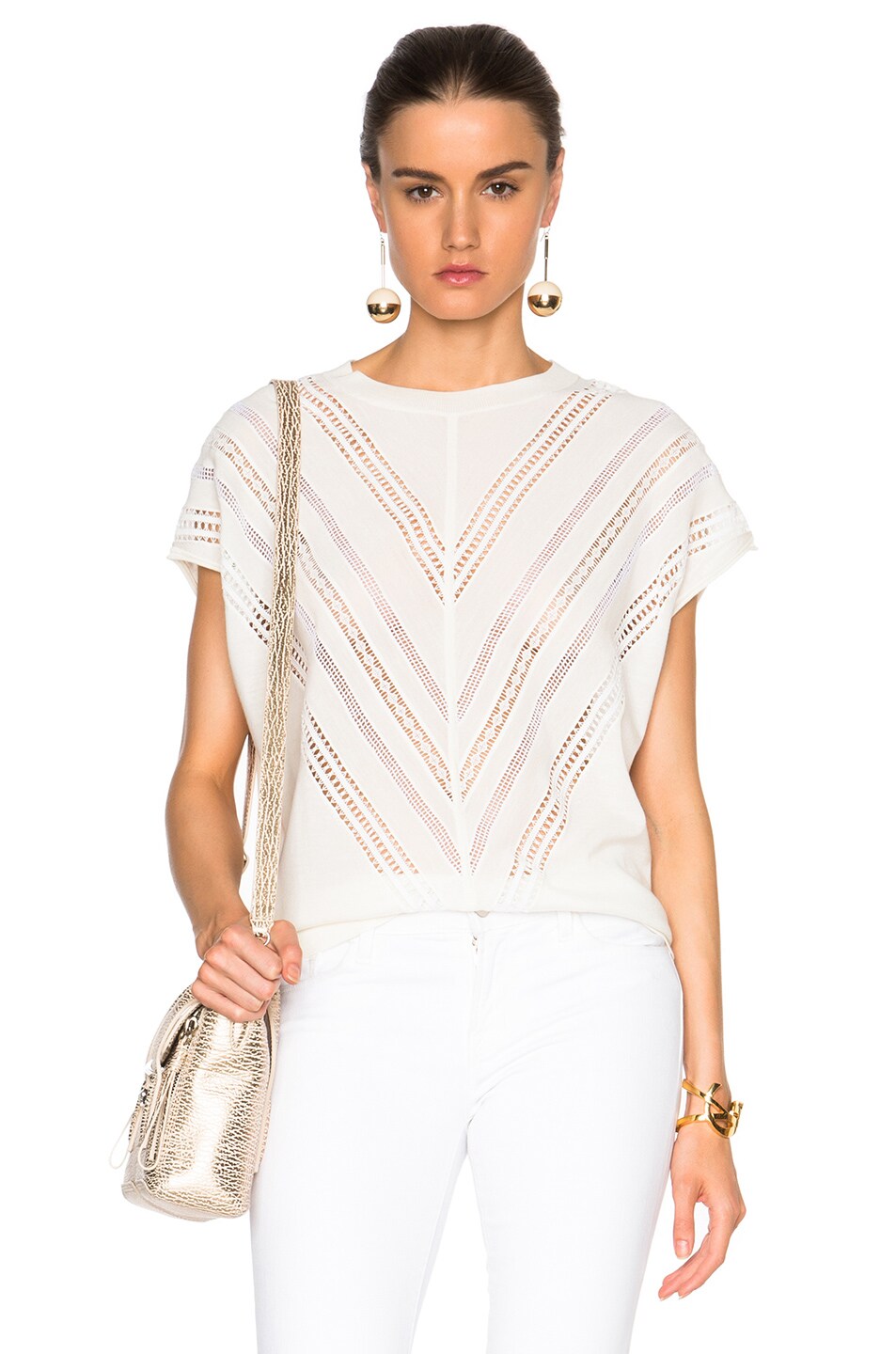 Image 1 of Adam Lippes Embroidered Muscle Tee in Ivory