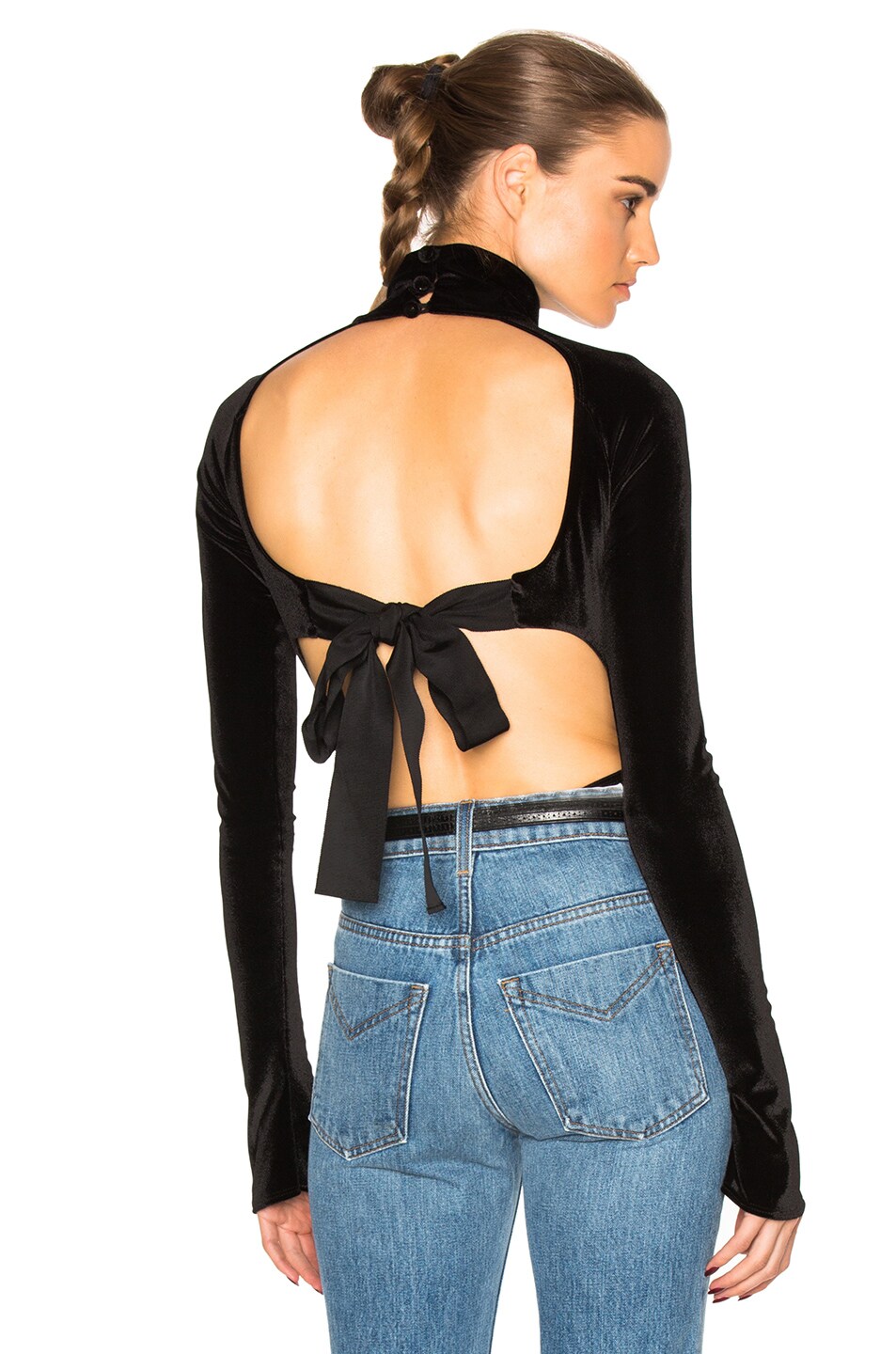 Image 1 of ALIX NYC Velvet York Bodysuit in Black