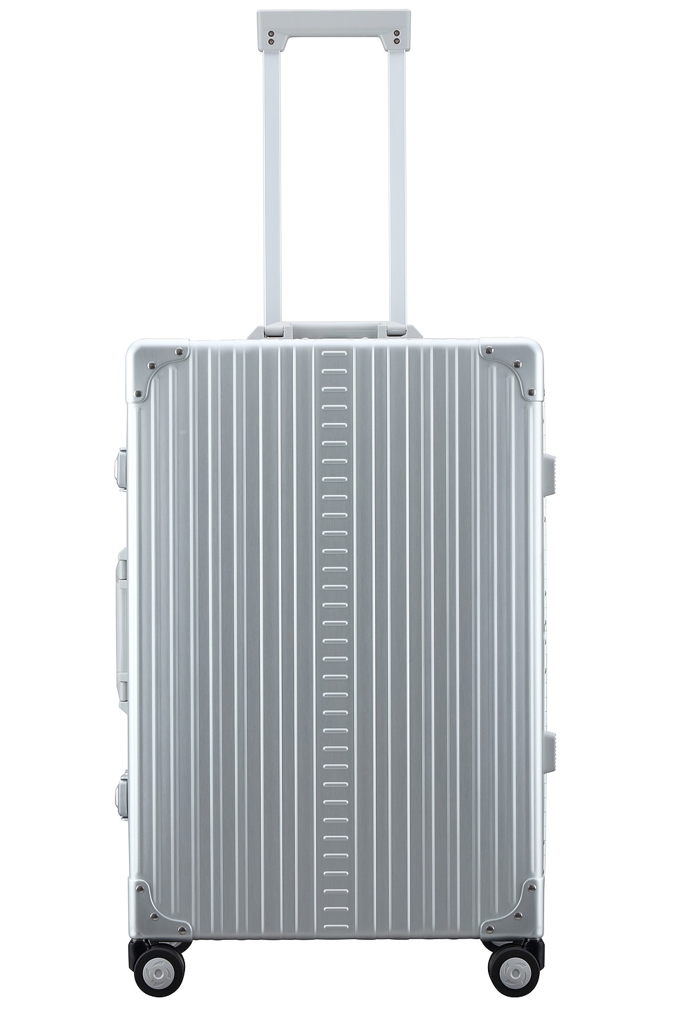 Traveler Checked 26 Suitcase in Metallic Silver