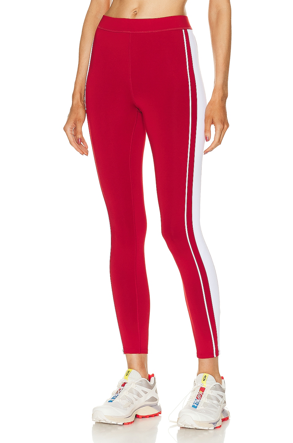 Image 1 of alo Airlift High Waisted Car Club Legging in Classic Red & White