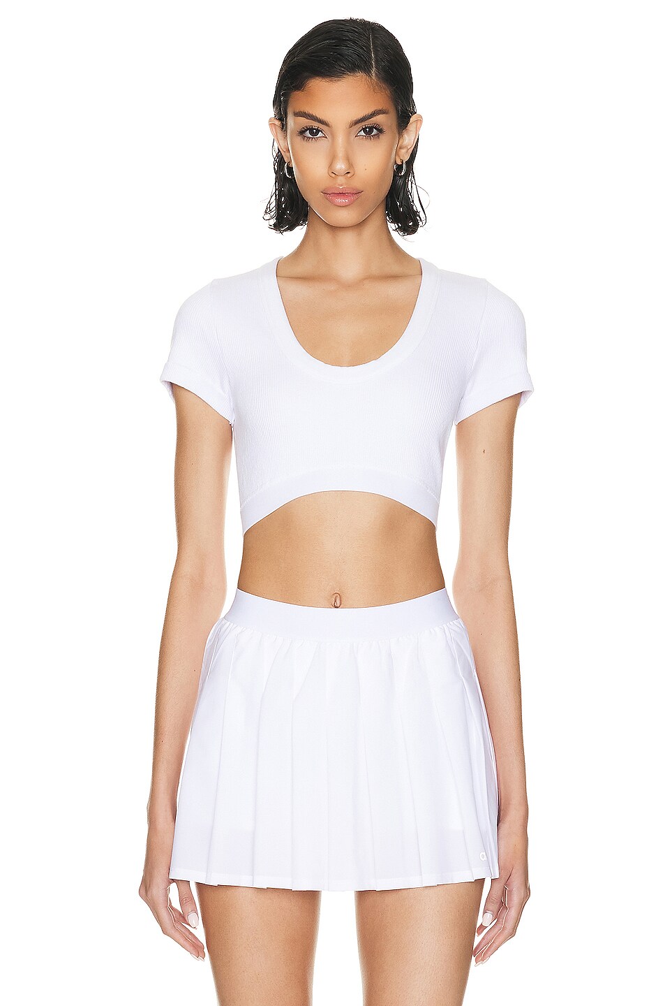 Image 1 of alo Seamless Ribbed Serene Short Sleeve in White