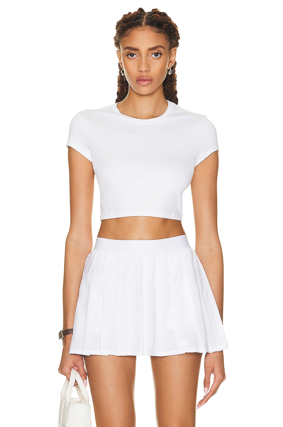 Image 1 of alo Soft Crop Finesse Short Sleeve Top in White