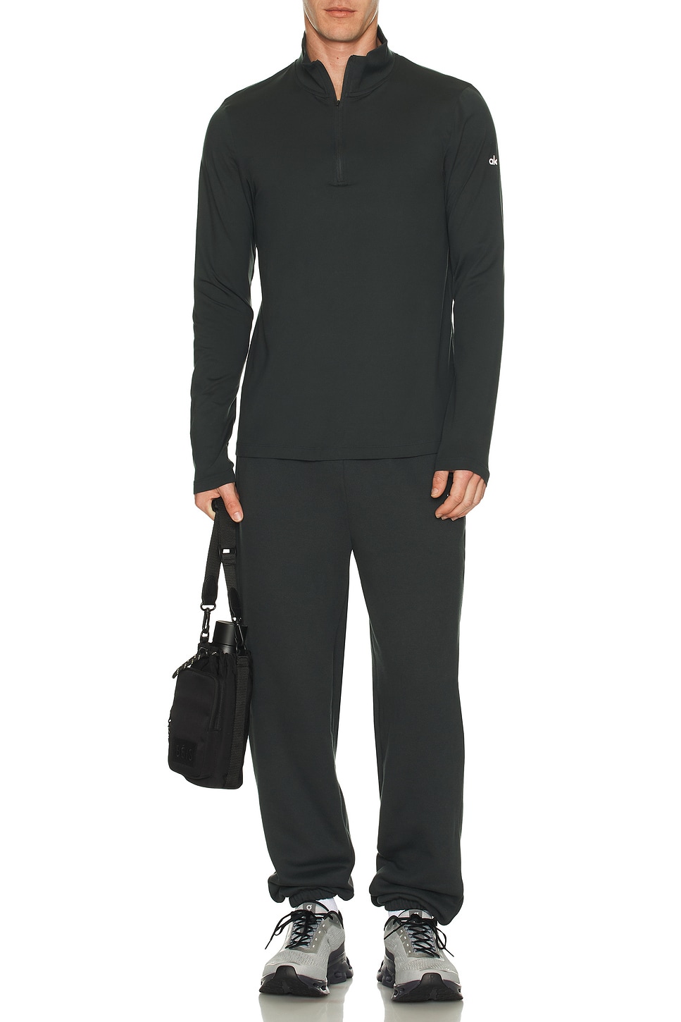 Image 1 of alo Conquer 1/4 Zip Reform Long Sleeve in Charcoal Green