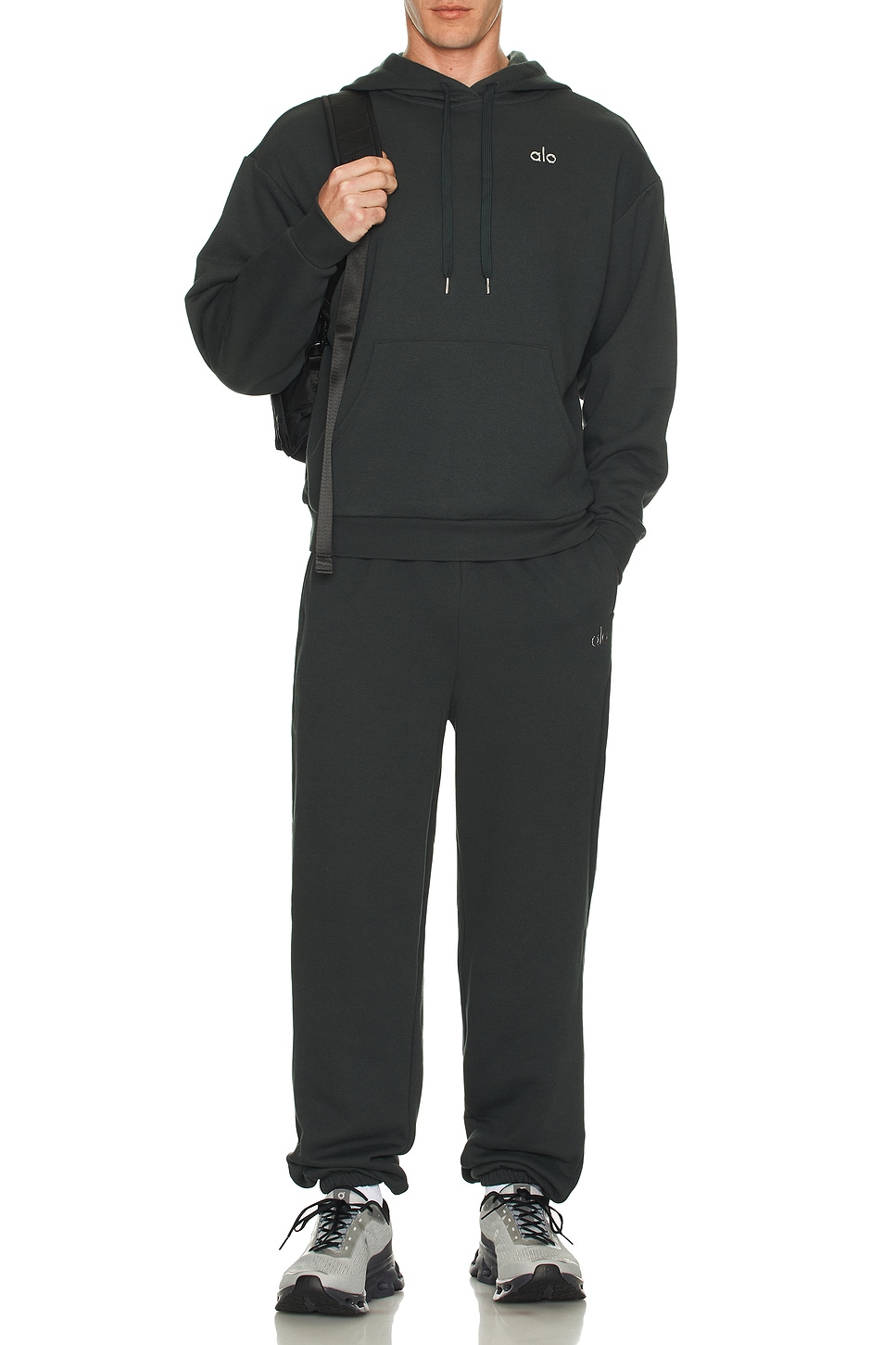 Image 1 of alo Accolade Hoodie in Charcoal Green