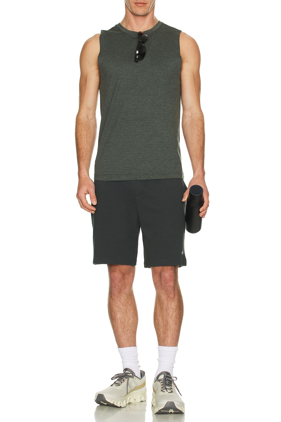 Image 1 of alo Conquer Muscle Tank in Charcoal Green Heather