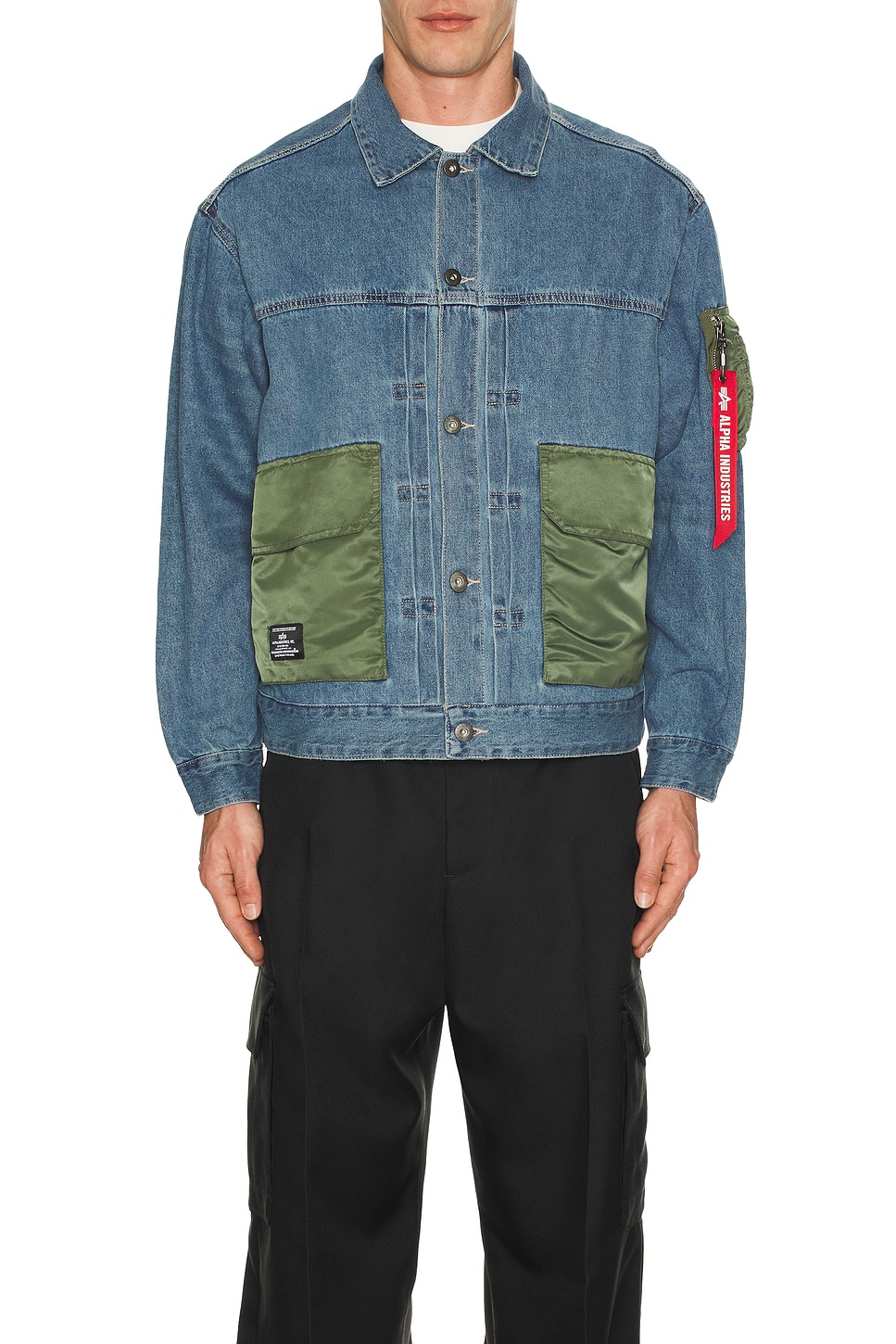 Image 1 of ALPHA INDUSTRIES Denim Jacket in Replica Blue