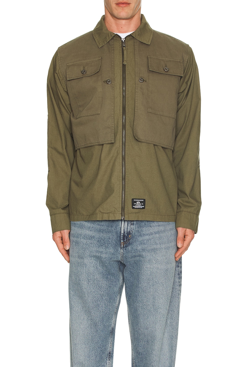 Image 1 of ALPHA INDUSTRIES Long Sleeve P-44 Overshirt in Green