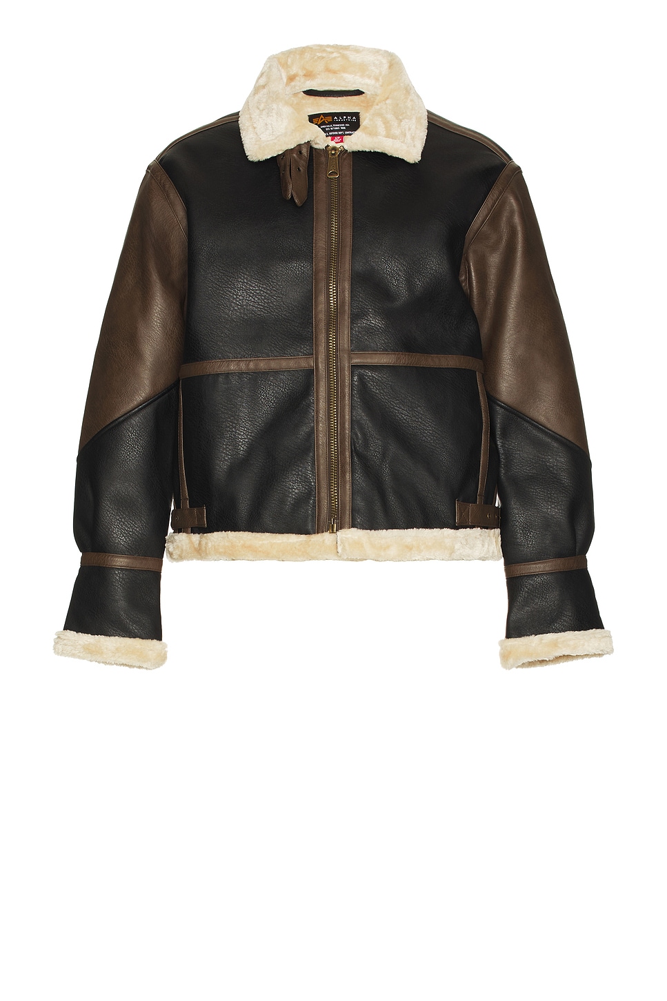 Image 1 of ALPHA INDUSTRIES Faux Leather B-3 Mod Jacket in Espresso