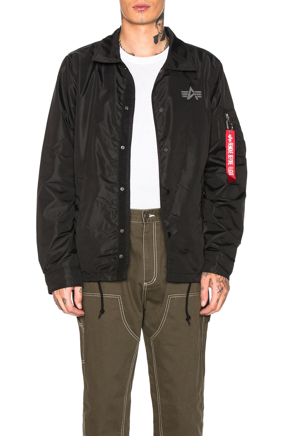 Image 1 of ALPHA INDUSTRIES Lightweight Coaches Jacket in Black