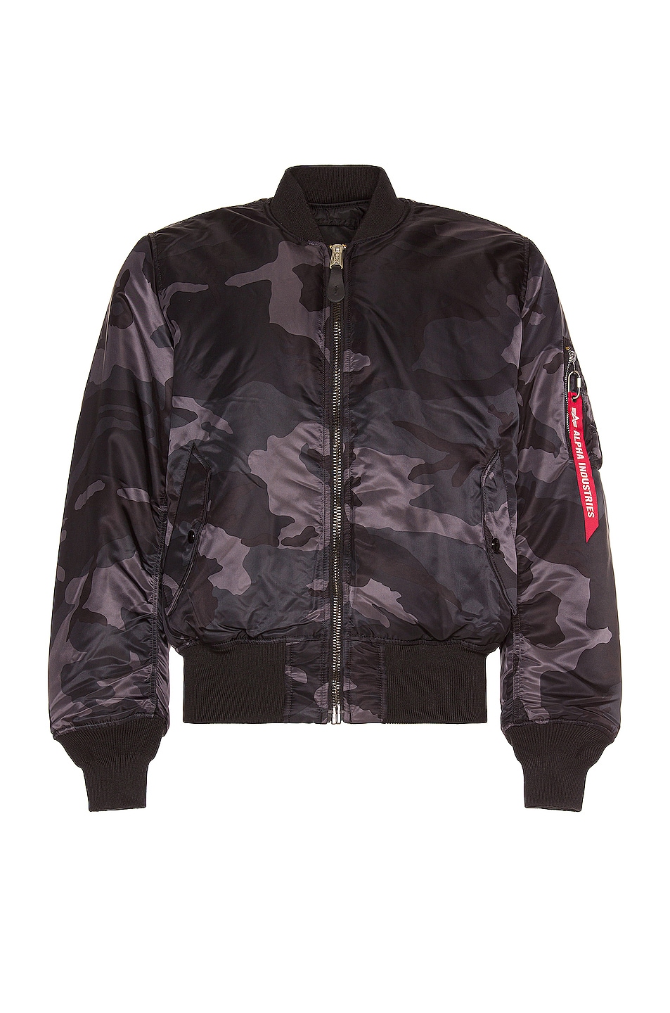 Image 1 of ALPHA INDUSTRIES MA-1 Bomber Jacket in Black Woodland Camo