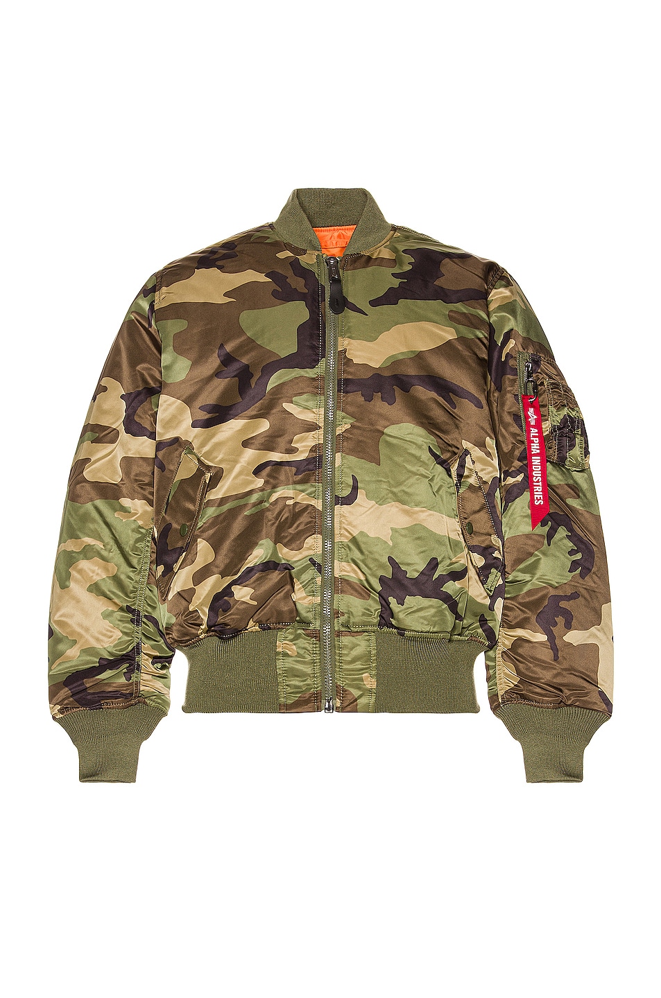 Image 1 of ALPHA INDUSTRIES MA-1 Bomber Jacket in Woodland Camo