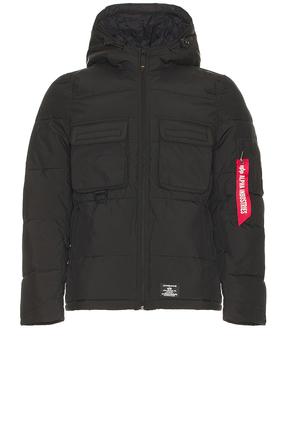 ALPHA INDUSTRIES Hooded Puffer Jacket in Black | FWRD