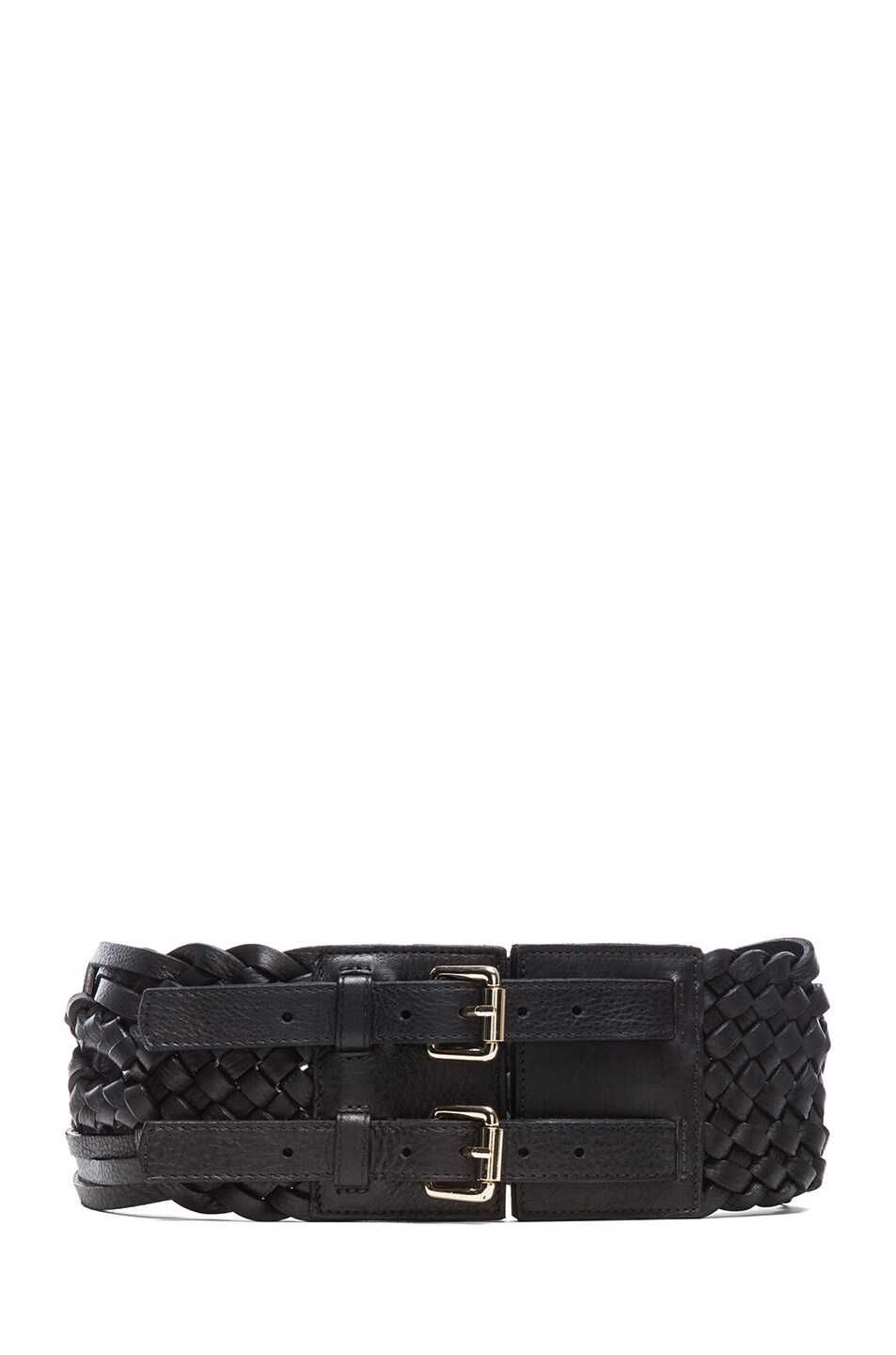Image 1 of Altuzarra Wide Calfskin Leather Braided Belt in Black