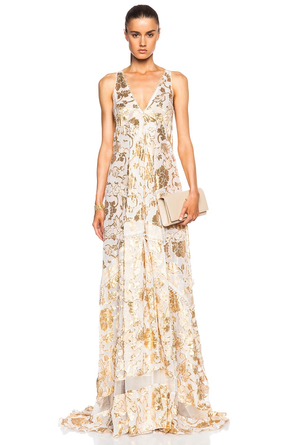 Image 1 of Altuzarra Bassano Floral Fil Coupe Gown in Gold