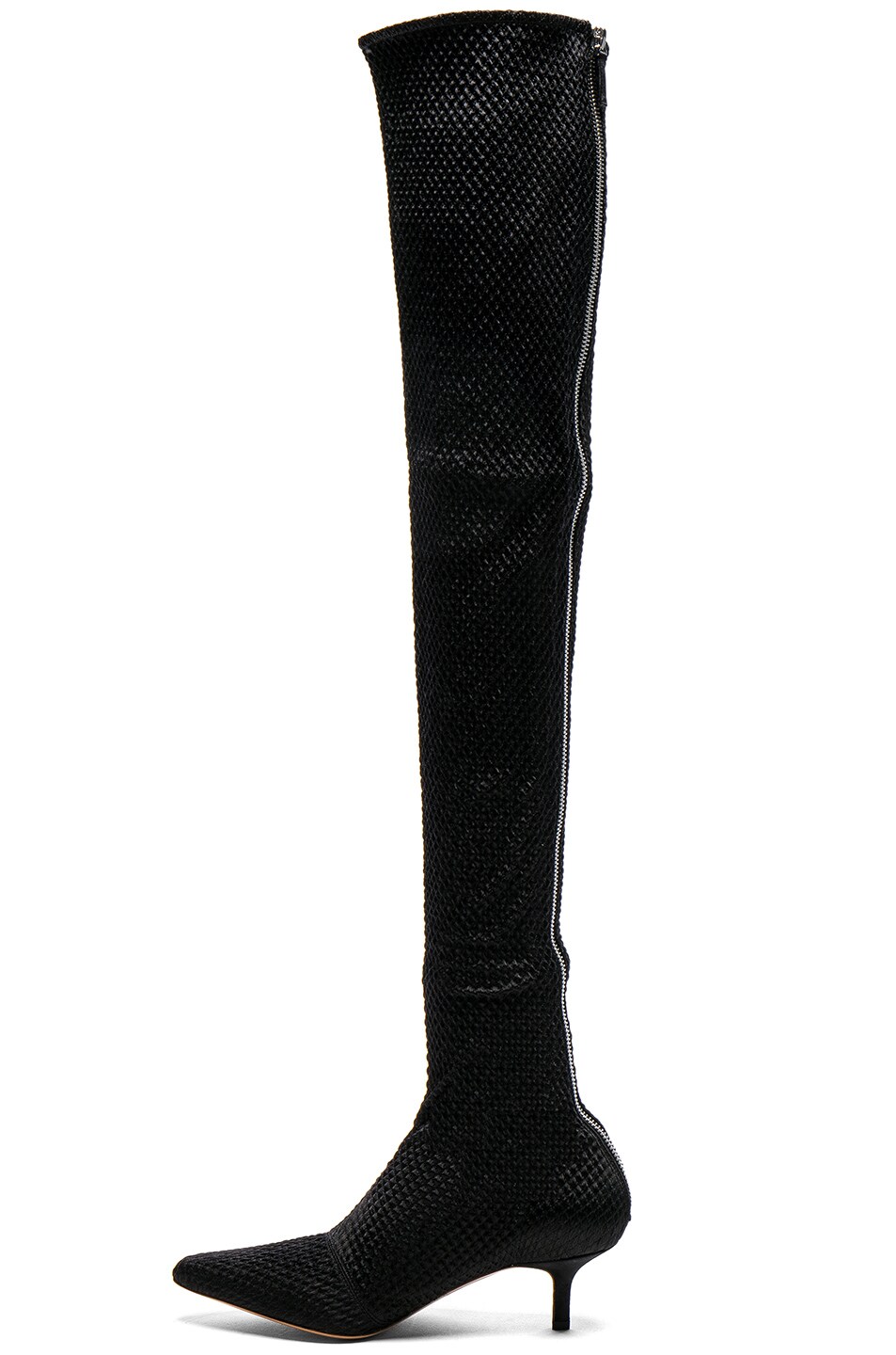 black thigh high boots small heel