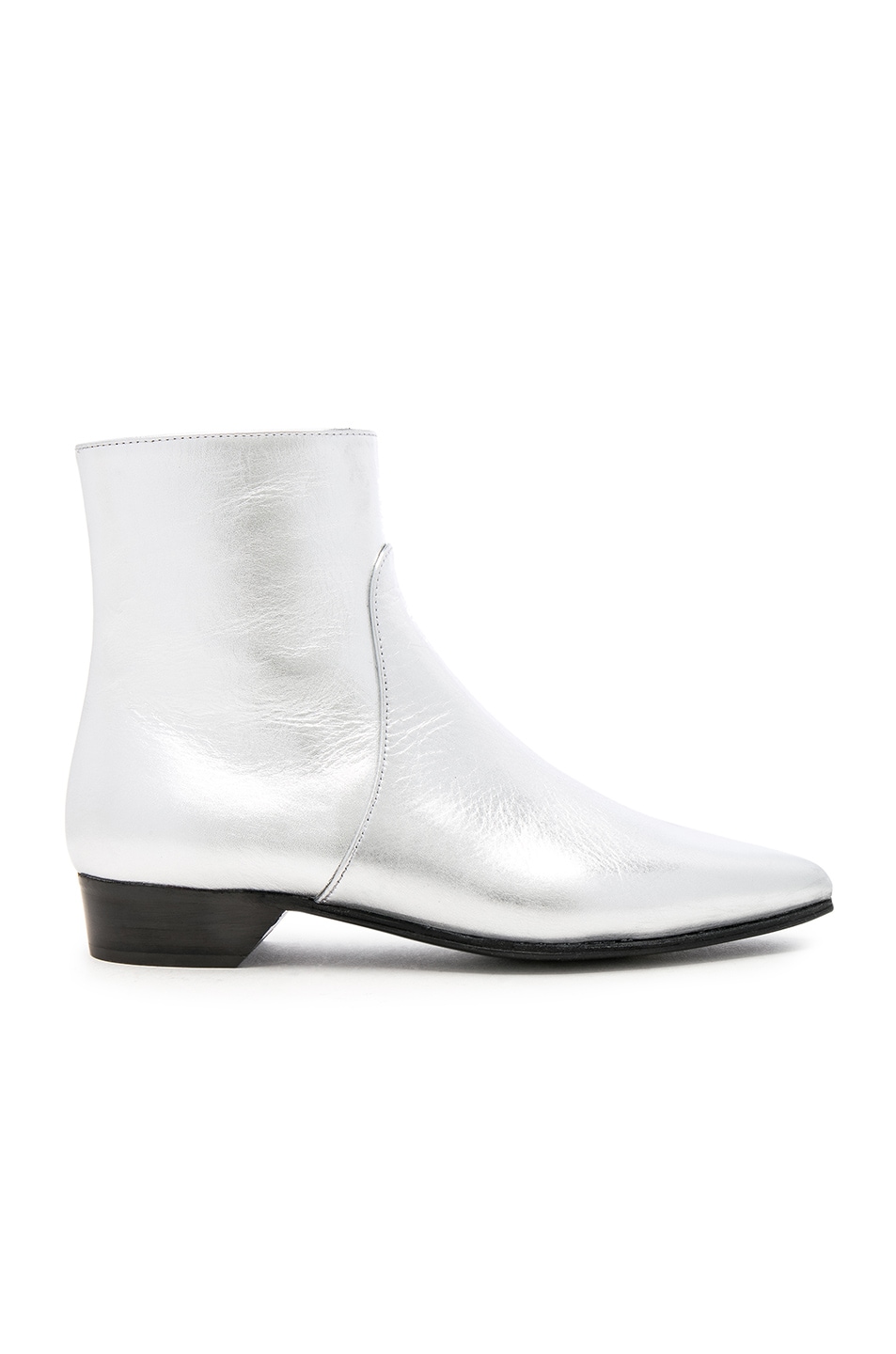 Image 1 of ALUMNAE Leather Pointy Zip Booties in Argento