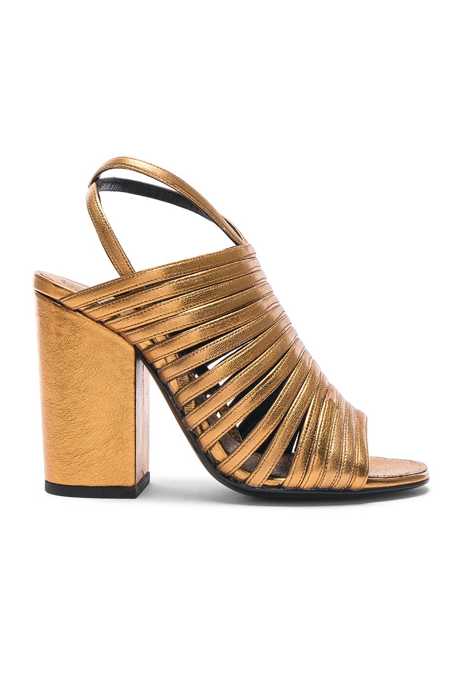 Image 1 of ALUMNAE Ankle Wrap Leather Mignon Heels in Bronze