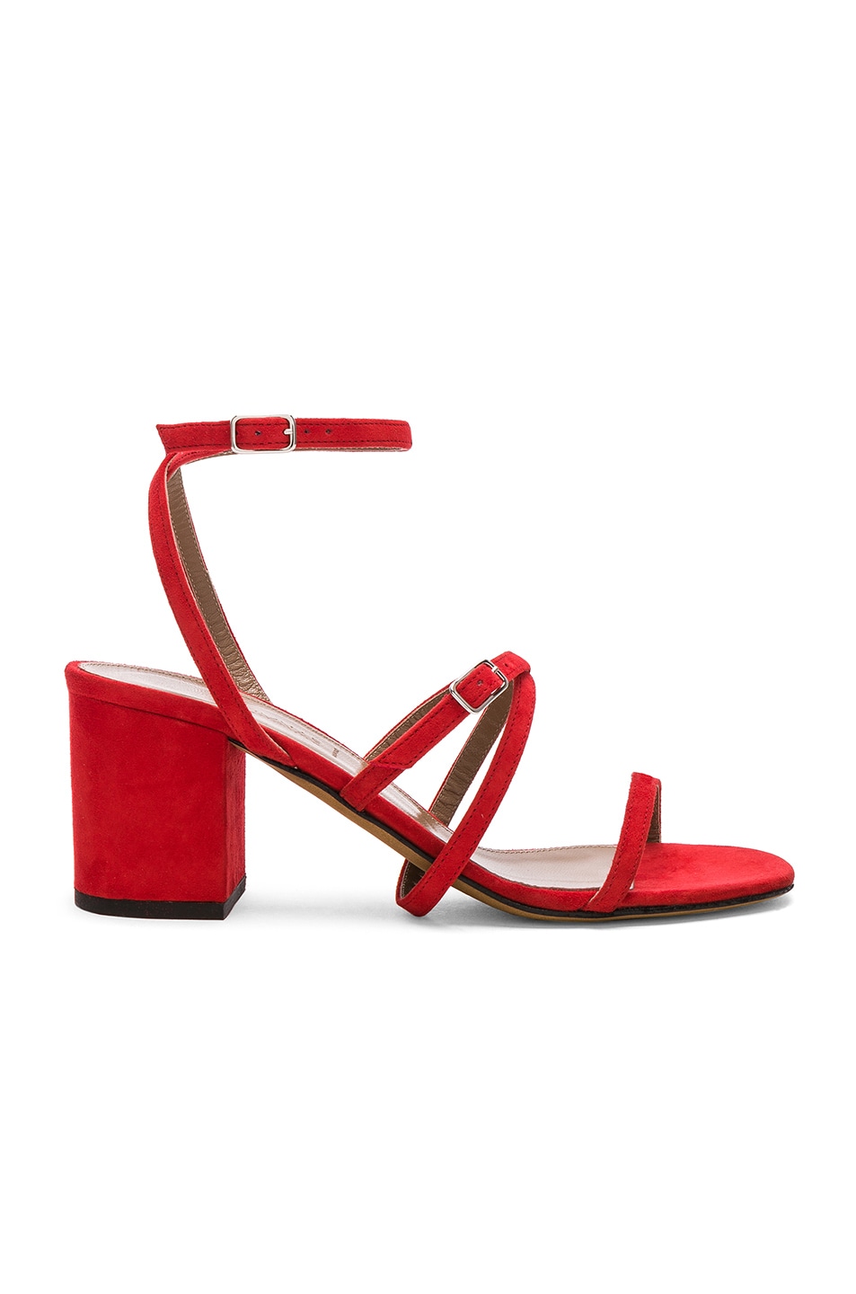 Image 1 of ALUMNAE Strappy Ankle Wrap Sandals in Camoscio Rosso