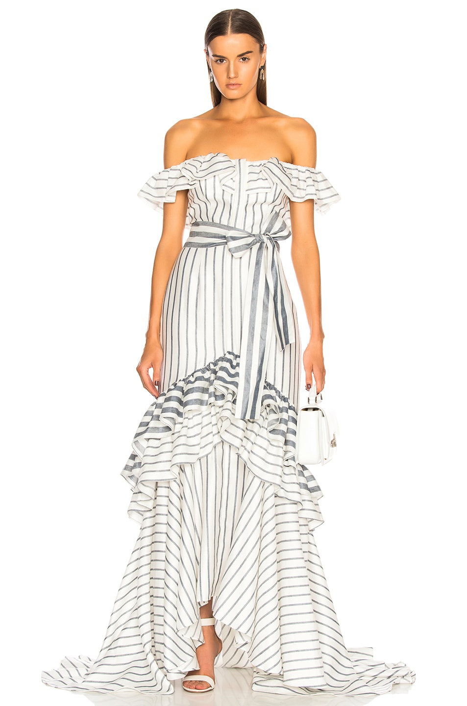 Image 1 of Alexis Madelia Gown in Navy Cream Stripe