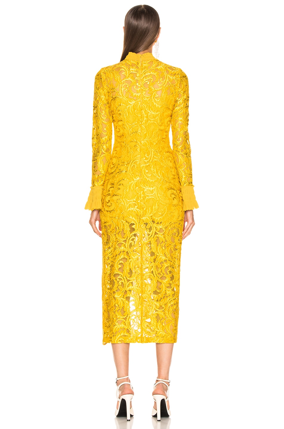 Alexis Fala Dress in Gold Lace | FWRD