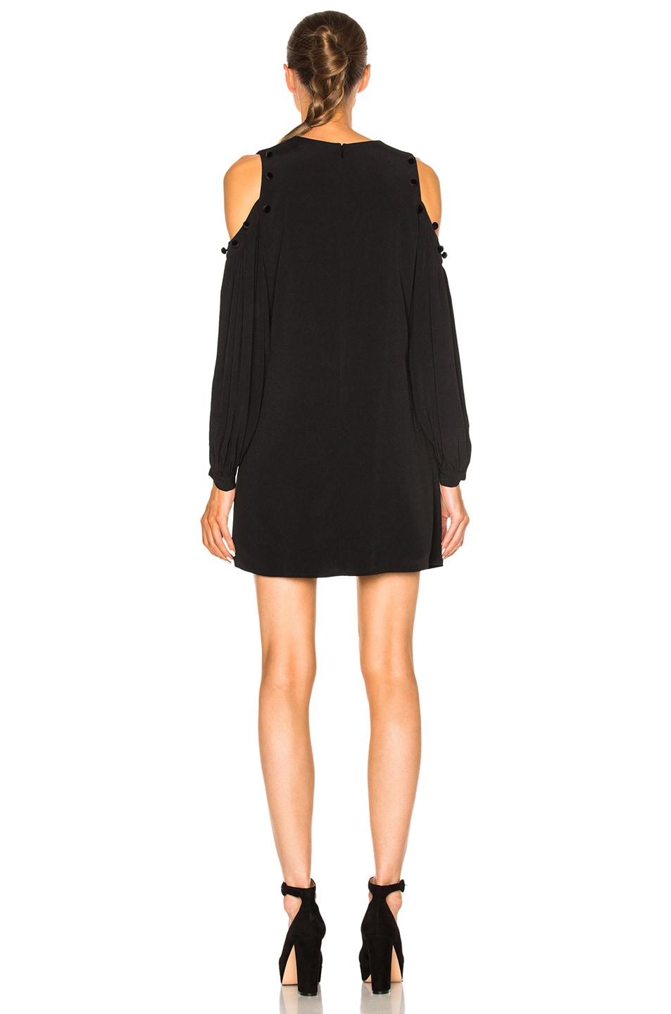 Alexis Claudette Crepe Button-trim Cold-shoulder Dress in Black | Lyst Alexis Claudette Crepe Button-trim Cold-shoulder Dress in Black | Lyst