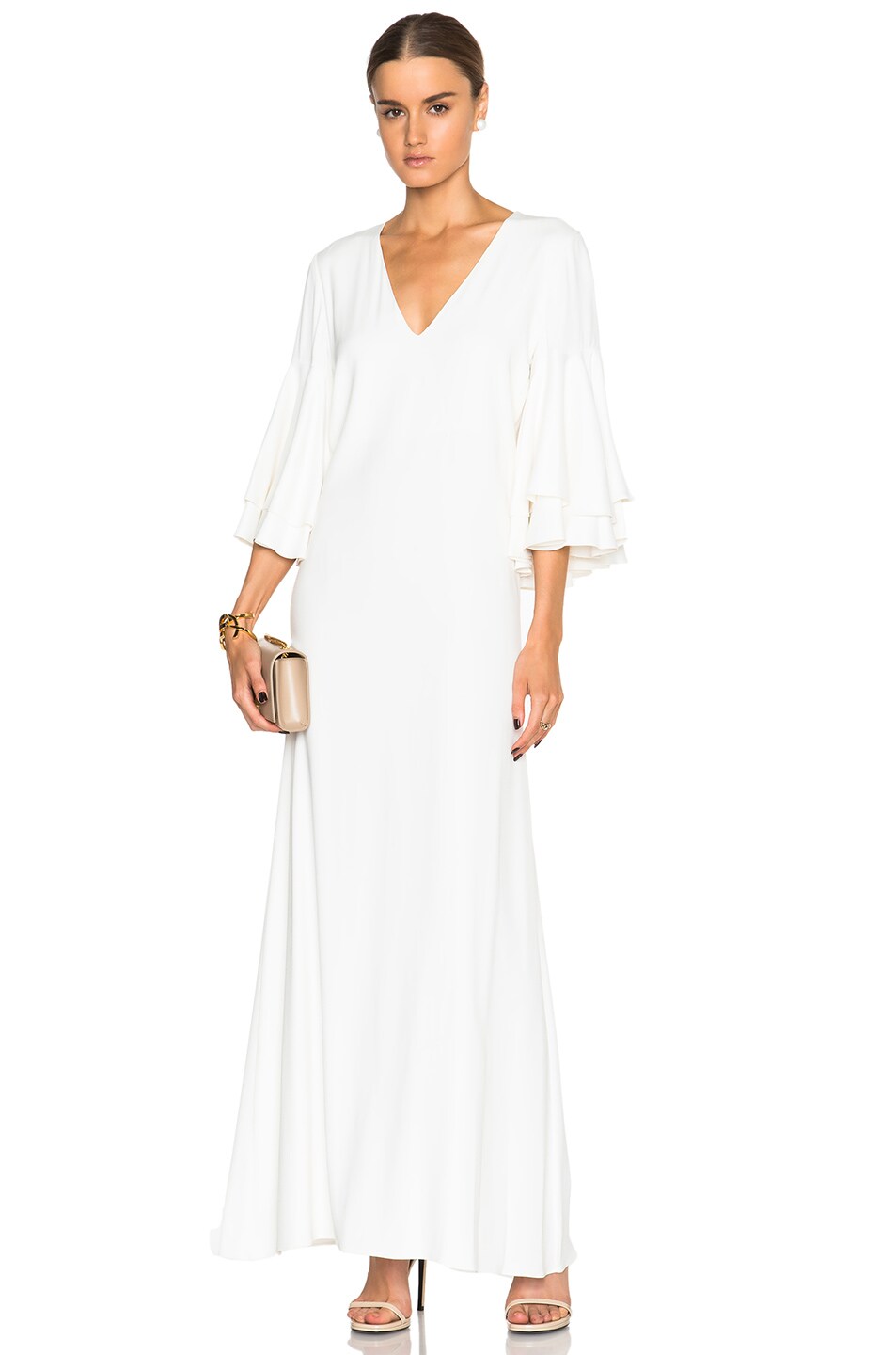 Image 1 of Alexis Tahira Ruffled Sleeve Long Dress in White
