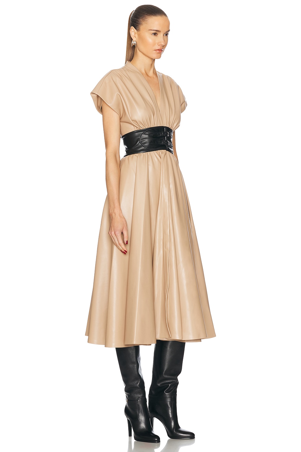 Shop Alexis Viktora Midi Dress In Taupe