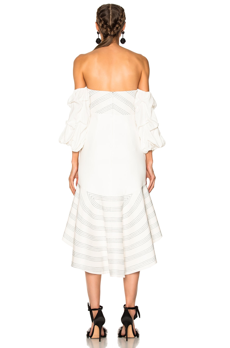 ALEXIS Zuki Off-The-Shoulder Flounce Hem Silk Dress in White | ModeSens