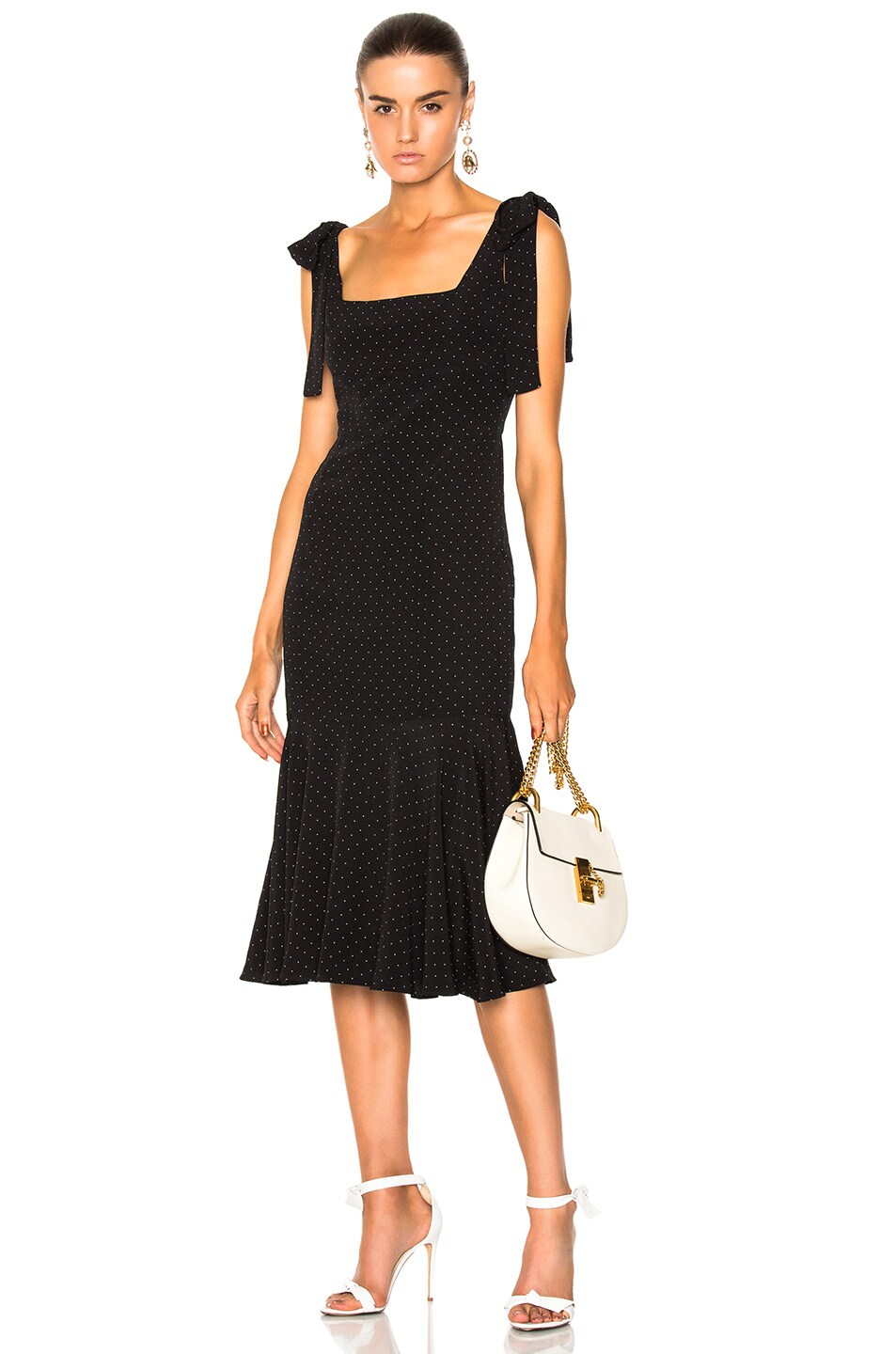 Image 1 of Alexis Pauldine Dress in Black Micro Dot