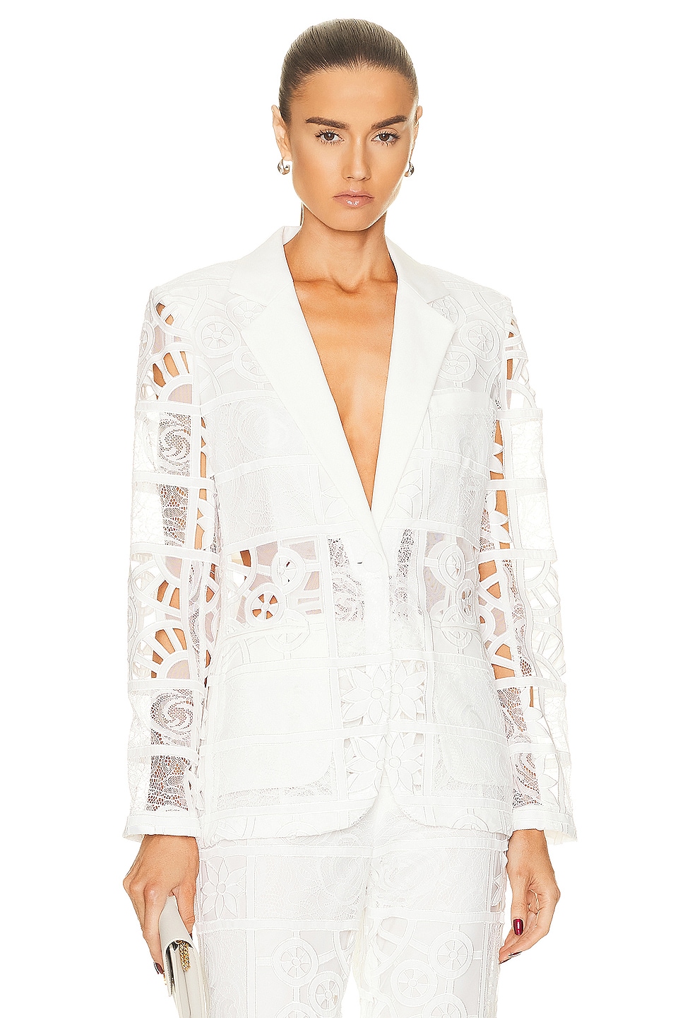 Image 1 of Alexis Harlie Jacket in White French Cut Lace