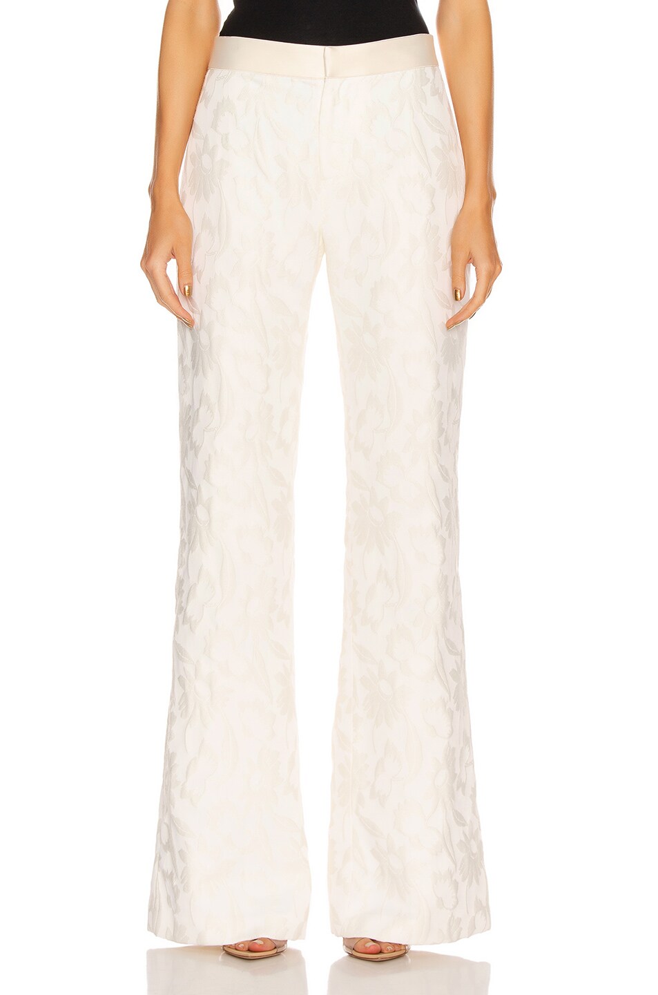 Image 1 of Alexis Bouras Pant in White Floral Jacquard