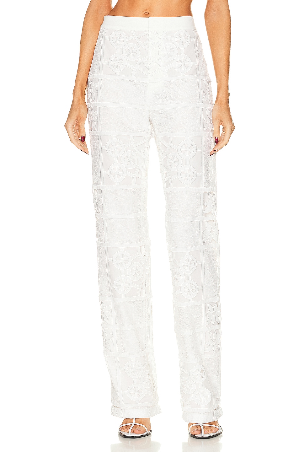 Alexis Nate Pant in White French Cut Lace | FWRD