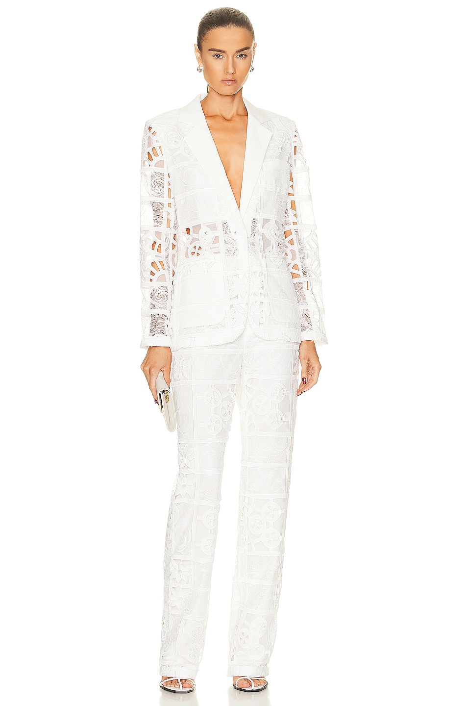 Alexis Nate Pant in White French Cut Lace | FWRD