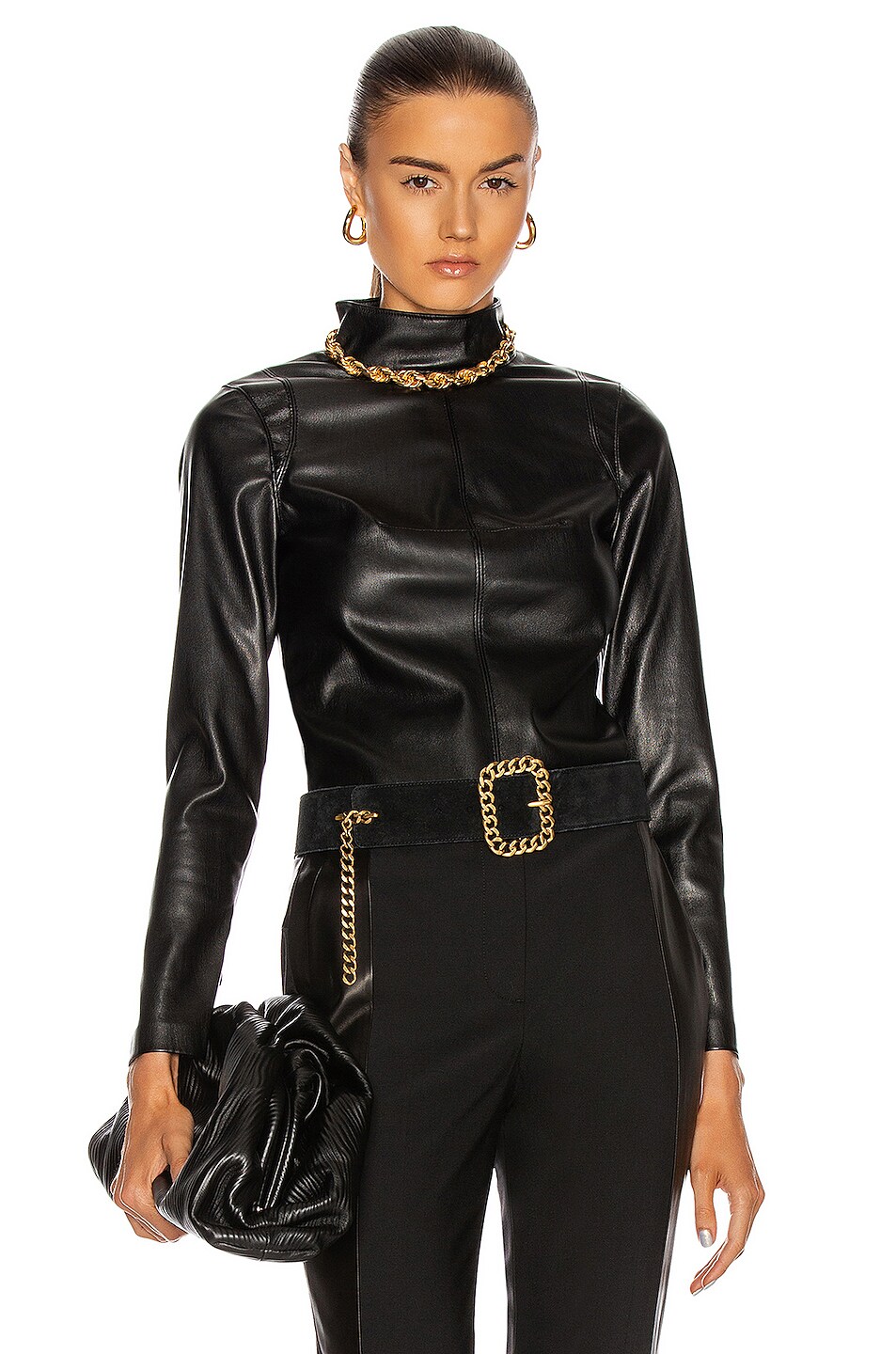 Image 1 of Alexis Peri Vegan Leather Top in Black