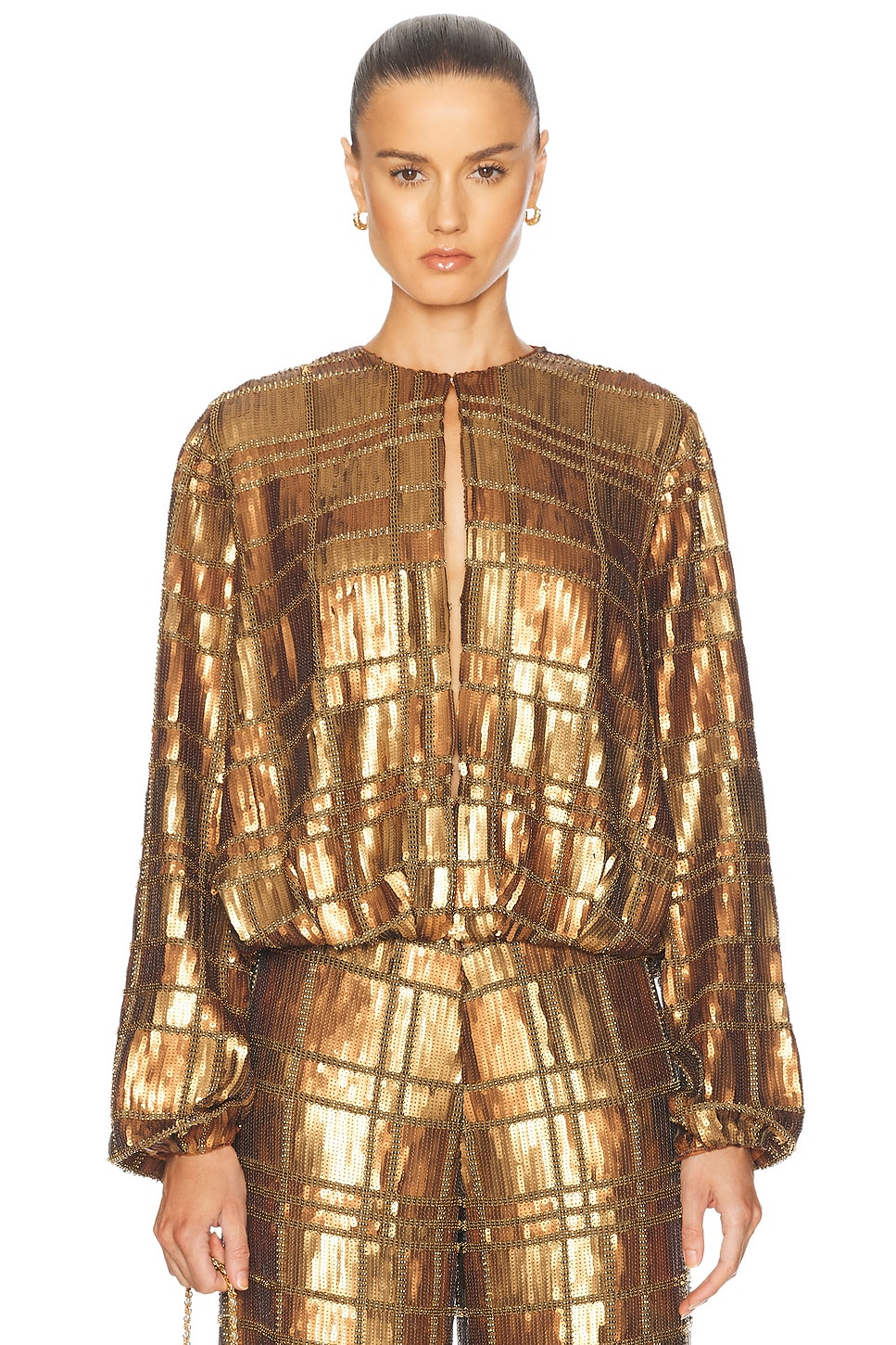 Image 1 of Alexis Reis Sequin Long Sleeve Top in Bronze