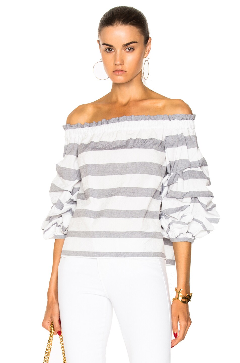 Image 1 of Alexis Juneau Top in Blue & White Stripes