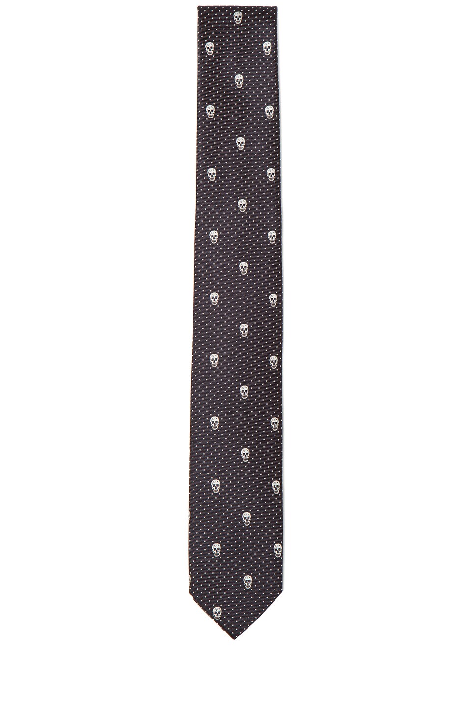 Image 1 of Alexander McQueen Polka Dot Skull Tie in Black & Ivory
