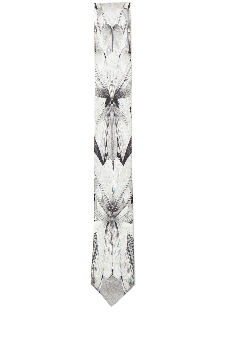 Image 1 of Alexander McQueen Printed Dragonfly Tie in Black & Medium Greyt