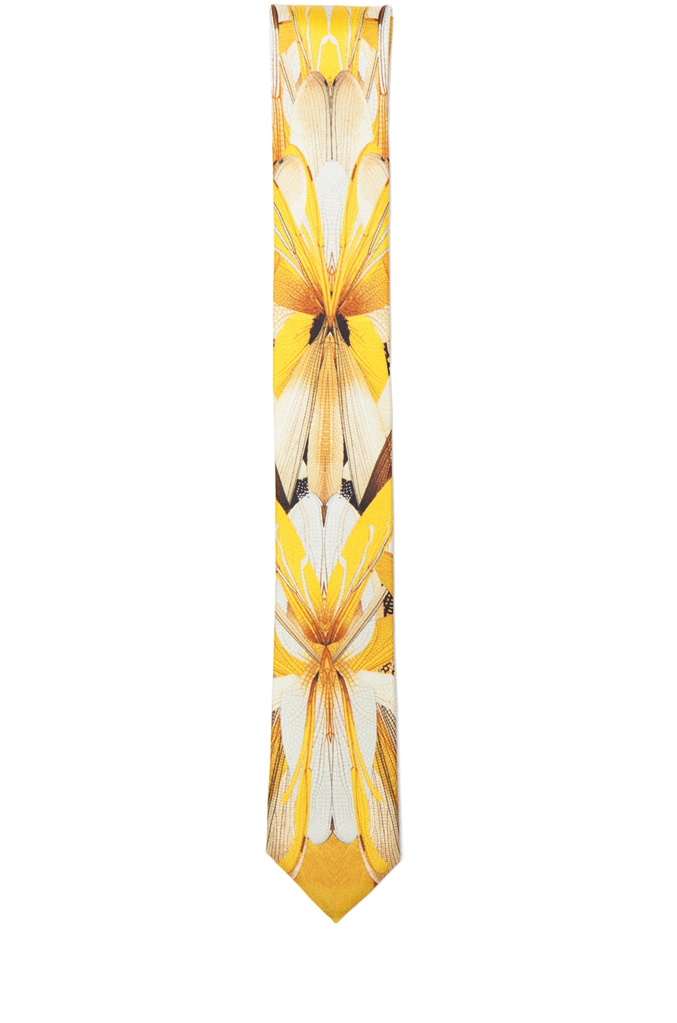 Image 1 of Alexander McQueen Printed Dragonfly Tie in Gold & White