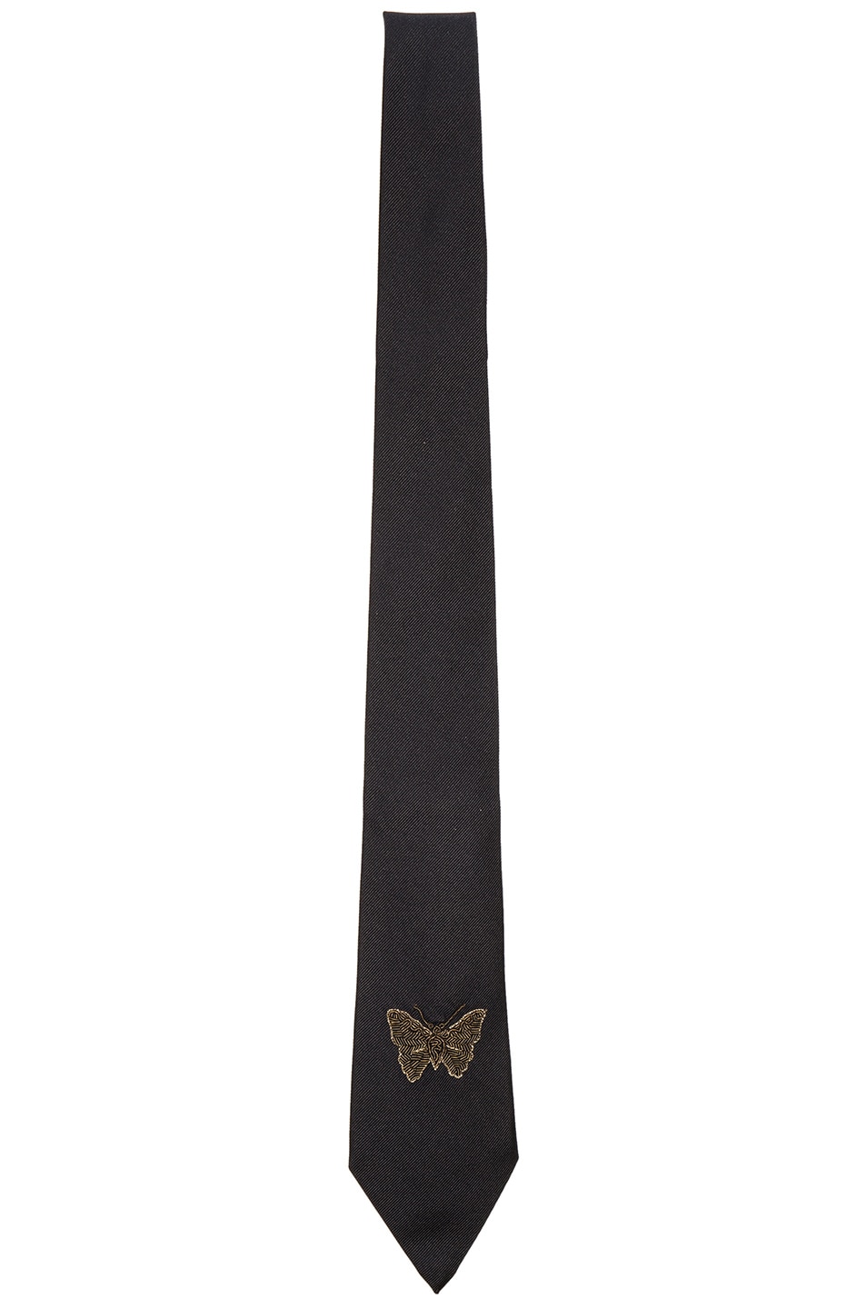 Image 1 of Alexander McQueen Gold Boullion Moth Tie in Black