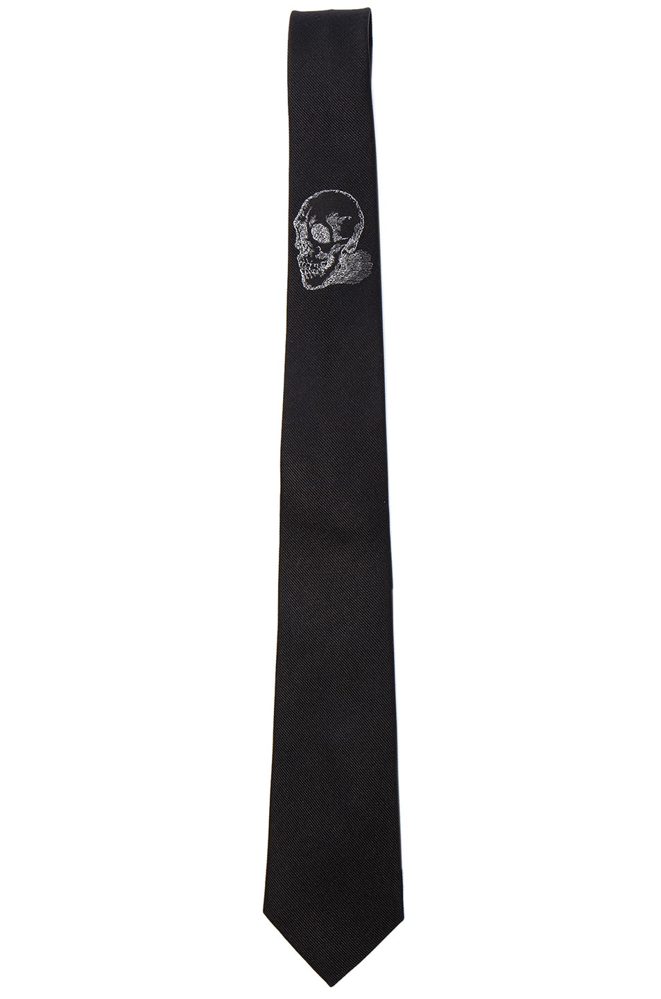 Image 1 of Alexander McQueen Hamlet Skull Tie in Black & Ivory