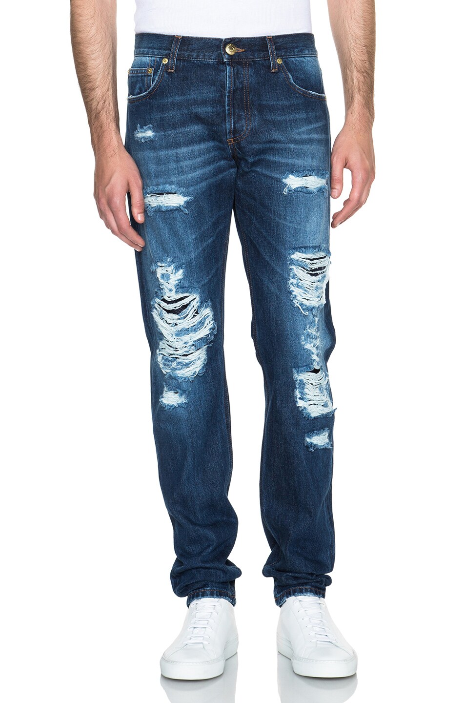 Image 1 of Alexander McQueen Destroyed Selvedge Jeans in Blue