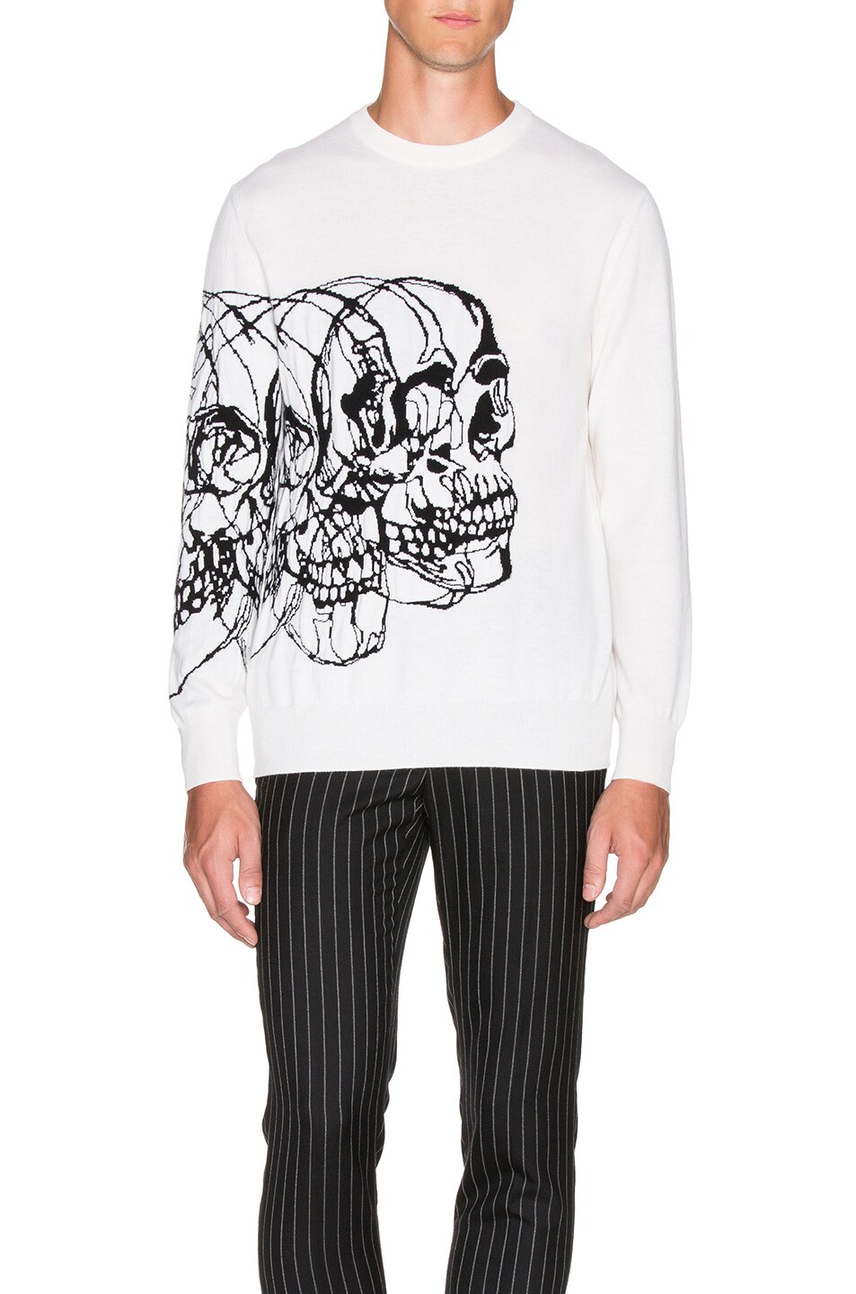 Image 1 of Alexander McQueen Wool Skull Sweater in Ivory & Black